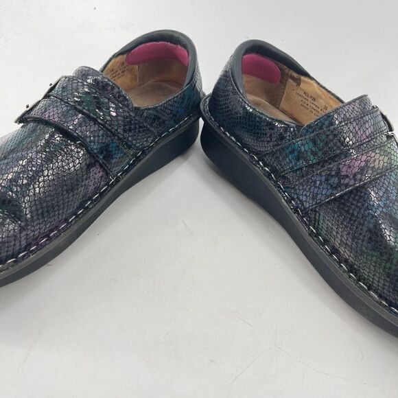 Alegria rainbow Clog Shoes Leather Round Toe Snakeskin Low Heels Multicolor 39 - Picture 7 of 15